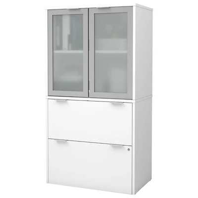 Classeur latéral à 2 tiroirs i3 Plus avec rangement - Blanc