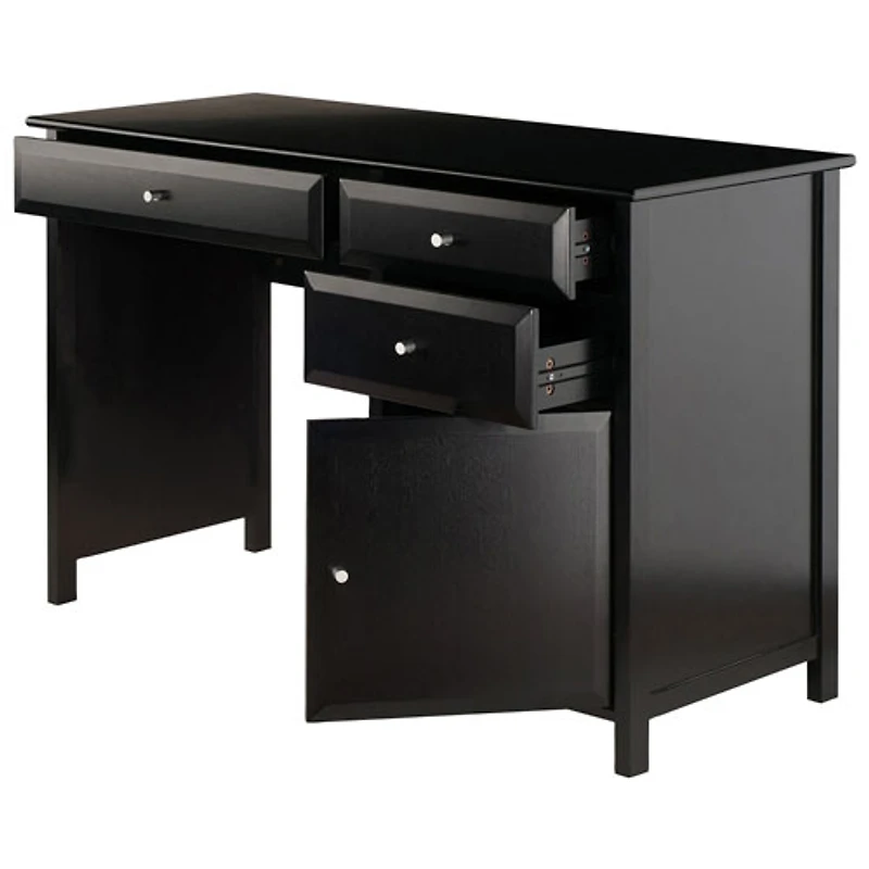 Bureau d'ordinateur Delta avec classeur et table pour imprimante - Noir