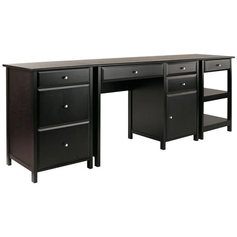 Bureau d'ordinateur Delta avec classeur et table pour imprimante - Noir