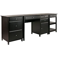 Bureau d'ordinateur Delta avec classeur et table pour imprimante - Noir