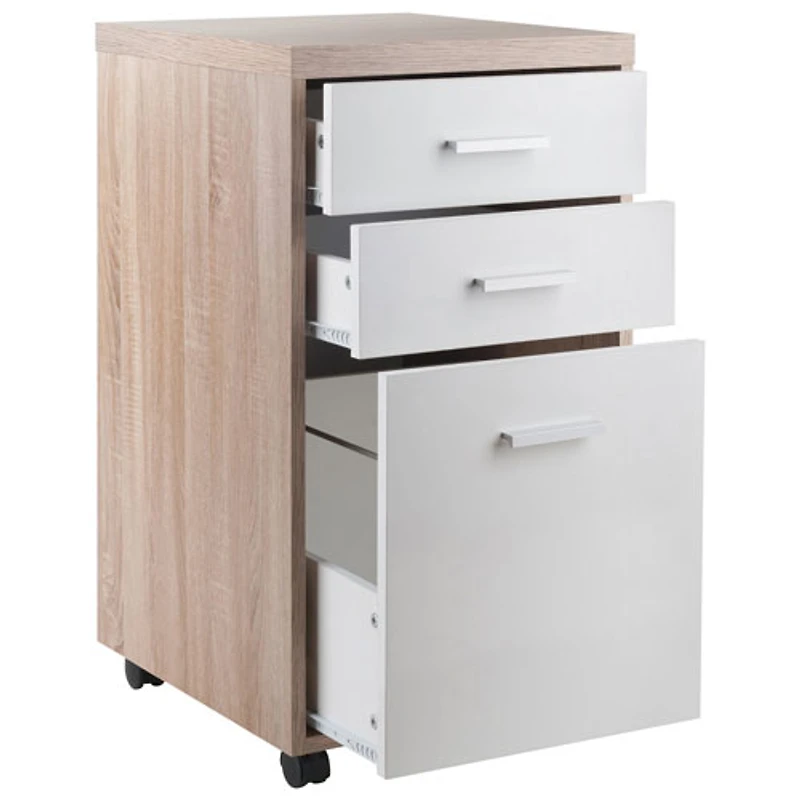 Ens. modulaire 3 pièces, table, armoire à 1 tiroir et armoire à 5 tiroirs - Blanc