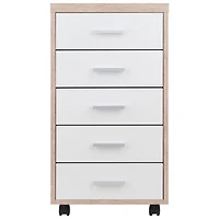 Kenner 5-Drawer Mobile Vertical Storage Cabinet - Reclaimed Wood/White