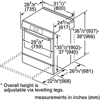 Cuisinière gaz encastrable 5 brûleurs four conv. véritable 4,8 pi³ 30 po Bosch (HGI8046UC)-Inox noir