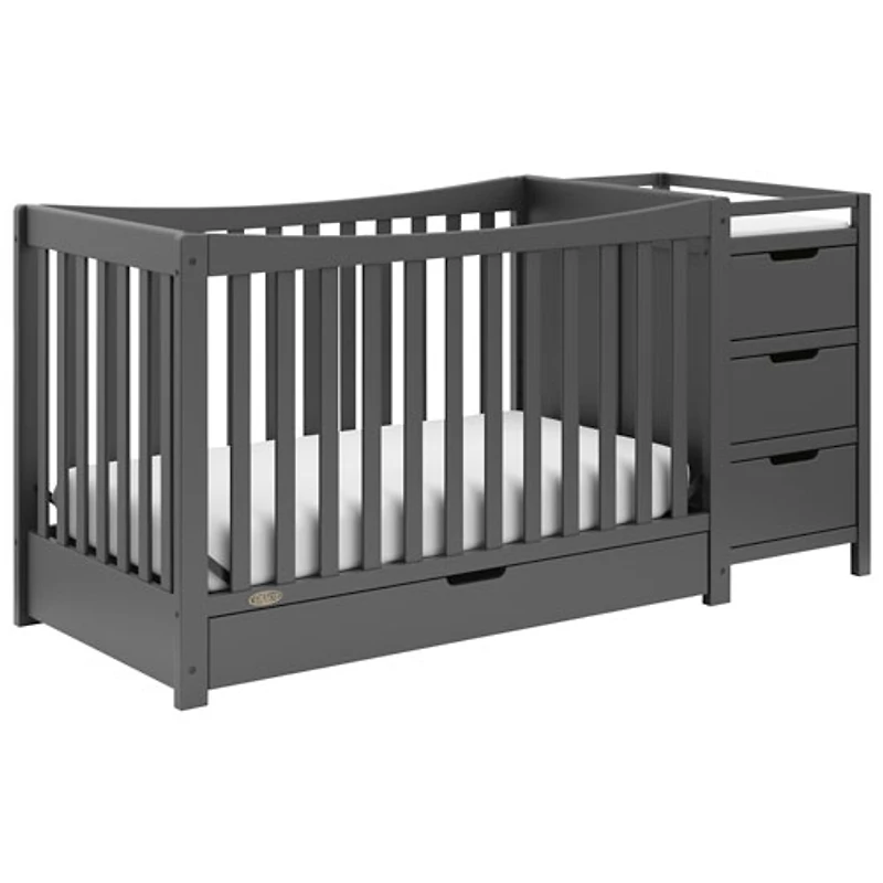 Graco Remi 4-in-1 Convertible Crib with Changing Table - Grey