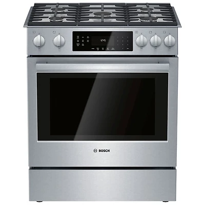 Cuisinière biénergie encastrable à 5 brûleurs avec convection véritable 4,8 pi³ 30 po de Bosch (HDI8056C) - Acier inoxydable
