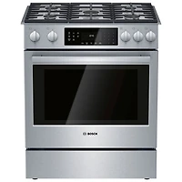 Cuisinière biénergie encastrable à 5 brûleurs avec convection véritable 4,8 pi³ 30 po de Bosch (HDI8056C) - Acier inoxydable