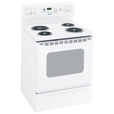 Cuisinière élec autonome à serpentins/four autonettoyant 5 pi³ 30 po de Moffat (MCB757DMWW)-Blanc