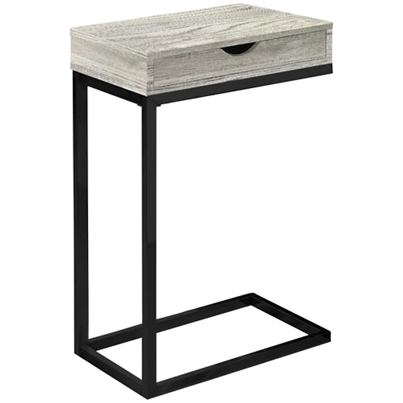 Table d'appoint rectangulaire contemporaine en C avec tiroir de Monarch - Gris