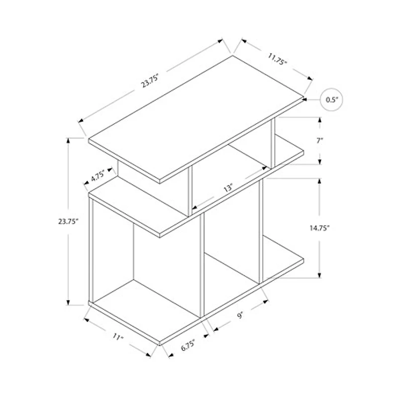 Table d'appoint rectangulaire contemporaine avec tablettes de Monarch - Noir