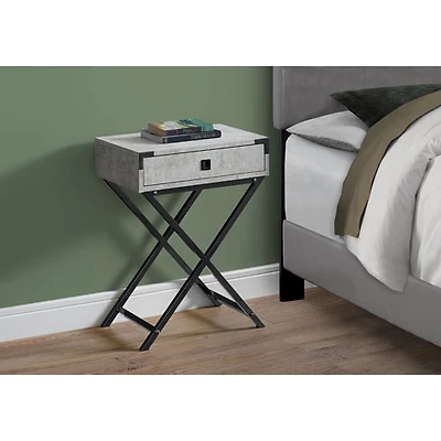 Table d'appoint rectangulaire avec tiroir Retro Glam de Monarch - Ciment gris/Noir