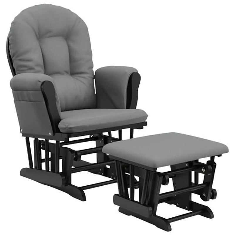 Storkcraft Hoop Glider and Ottoman Set - Black