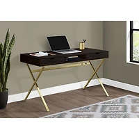 Bureau d'ordinateur avec tiroirs et tablette de Monarch - Cappuccino/Doré
