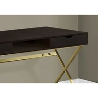 Bureau d'ordinateur avec tiroirs et tablette de Monarch - Cappuccino/Doré