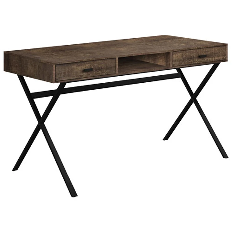 Bureau d'ordinateur avec tiroirs et tablette de Monarch - Brun/Noir
