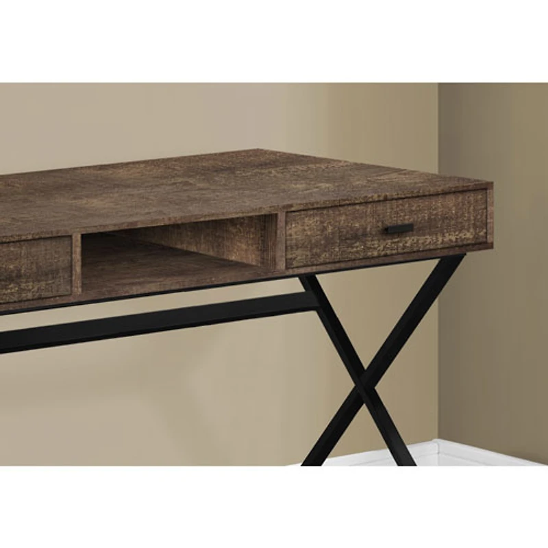 Bureau d'ordinateur avec tiroirs et tablette de Monarch - Brun/Noir