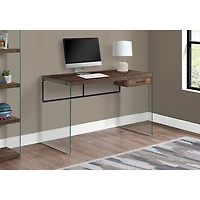 Bureau d'ordinateur avec tiroir de Monarch - Brun/Verre