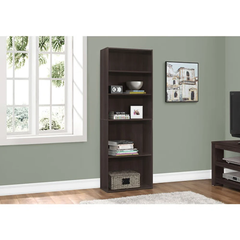 Monarch 72" 5-Shelf Bookcase - Cappuccino
