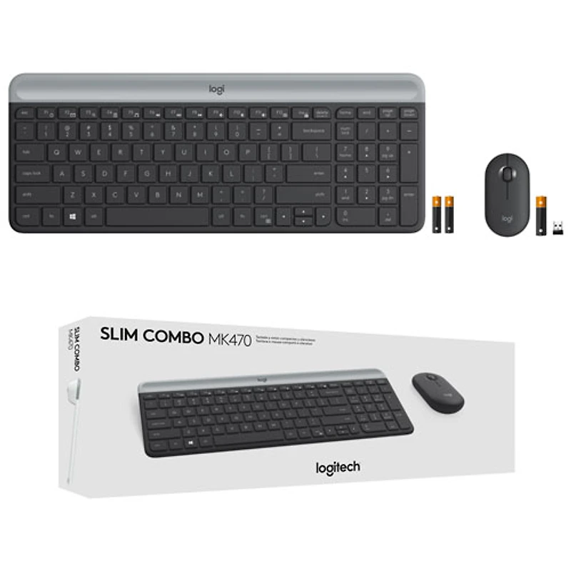 Ensemble avec clavier mince et souris optique sans fil MK 470 de Logitech - Noir