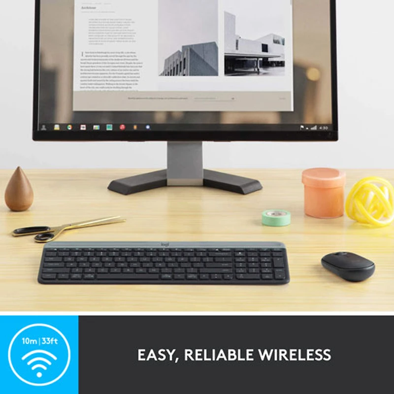 Ensemble avec clavier mince et souris optique sans fil MK 470 de Logitech - Noir