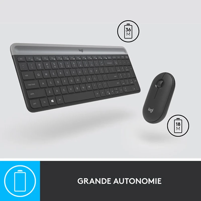 Ensemble avec clavier mince et souris optique sans fil MK 470 de Logitech - Noir