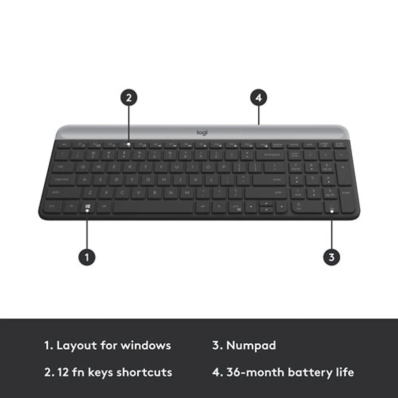 Ensemble avec clavier mince et souris optique sans fil MK 470 de Logitech - Noir
