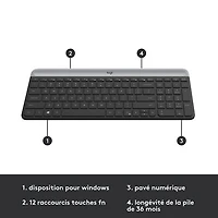Ensemble avec clavier mince et souris optique sans fil MK 470 de Logitech - Noir