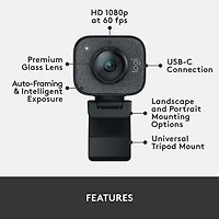 Logitech StreamCam Plus Full HD 1080p Webcam - Graphite