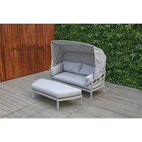 Seychelle Day Bed with Ottoman & Cushions - Light Grey