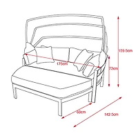 Seychelle Day Bed with Ottoman & Cushions - Light Grey