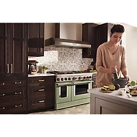 KitchenAid 48" 6.3 Cu. Ft. True Convection Double Oven 6-Burner Dual Fuel Range (KFDC558JAV) -Avocado