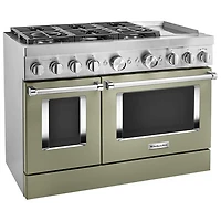 KitchenAid 48" 6.3 Cu. Ft. True Convection Double Oven 6-Burner Dual Fuel Range (KFDC558JAV) -Avocado