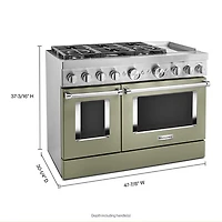 KitchenAid 48" 6.3 Cu. Ft. True Convection Double Oven 6-Burner Dual Fuel Range (KFDC558JAV) -Avocado