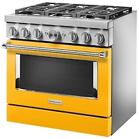 KitchenAid 36" 5.1 Cu. Ft. True Convection 6-Burner Dual Fuel Range (KFDC506JYP) -Yellow Pepper
