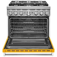 KitchenAid 36" 5.1 Cu. Ft. True Convection 6-Burner Dual Fuel Range (KFDC506JYP) -Yellow Pepper