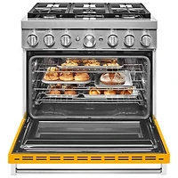 KitchenAid 36" 5.1 Cu. Ft. True Convection 6-Burner Dual Fuel Range (KFDC506JYP) -Yellow Pepper
