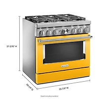 KitchenAid 36" 5.1 Cu. Ft. True Convection 6-Burner Dual Fuel Range (KFDC506JYP) -Yellow Pepper