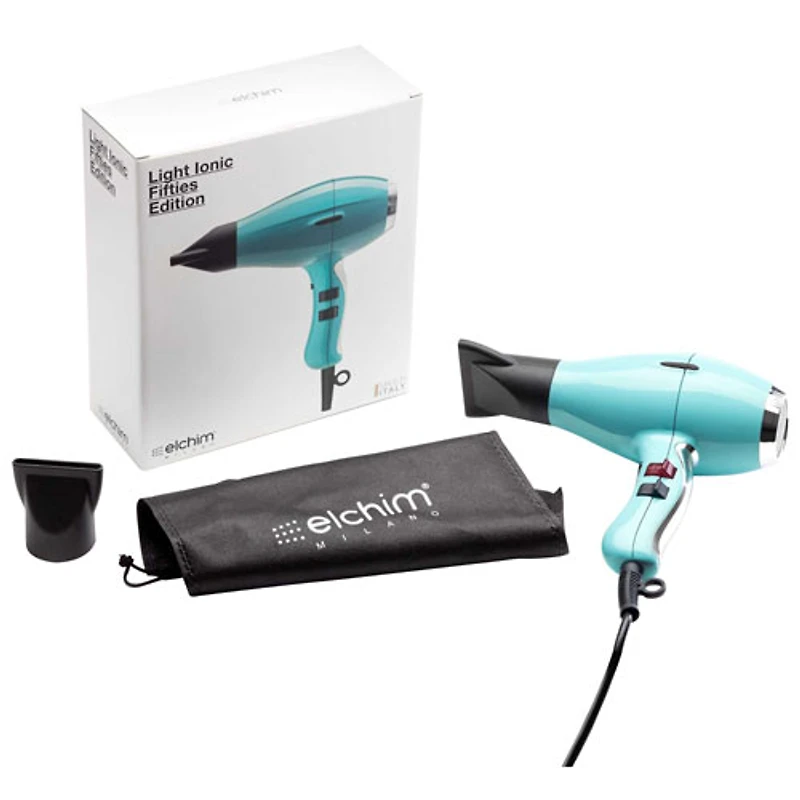 Elchim 3900 Ionic Ceramic Infrared Professional Hair Dryer 2000W AC Motor with Concentrator - Blue