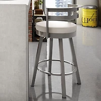 Render Contemporary Bar Height Barstool - Cream/Glossy Grey