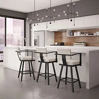 Akers Modern Bar Height Barstool - Cream/Black