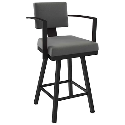Akers Modern Counter Height Barstool - Light Cold Grey/Black