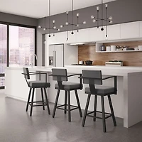 Akers Modern Counter Height Barstool - Light Cold Grey/Black
