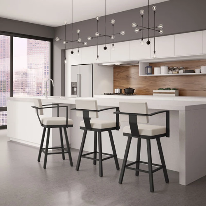 Akers Modern Counter Height Barstool - Cream/Black