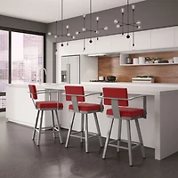 Akers Modern Bar Height Barstool - Red/Glossy Grey