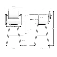 Tabouret de bar moderne à hauteur de bar Akers - Gris froid pâle/Noir