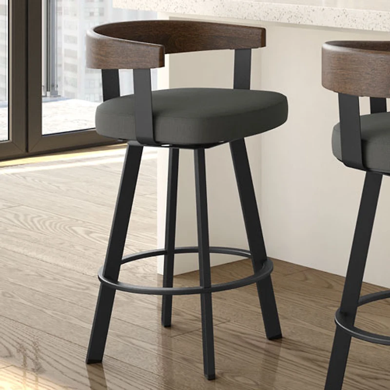 Lars Contemporary Bar Height Barstool - Grey/Black/Brown