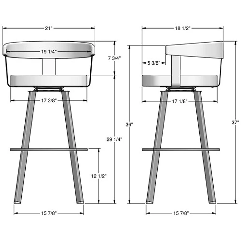 Lars Contemporary Bar Height Barstool - Grey/Black/Brown