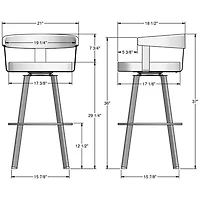 Lars Contemporary Bar Height Barstool - Grey/Black/Brown
