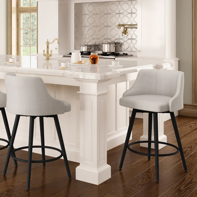 Duncan Transitional Bar Height Barstool - Pale Grey/Black