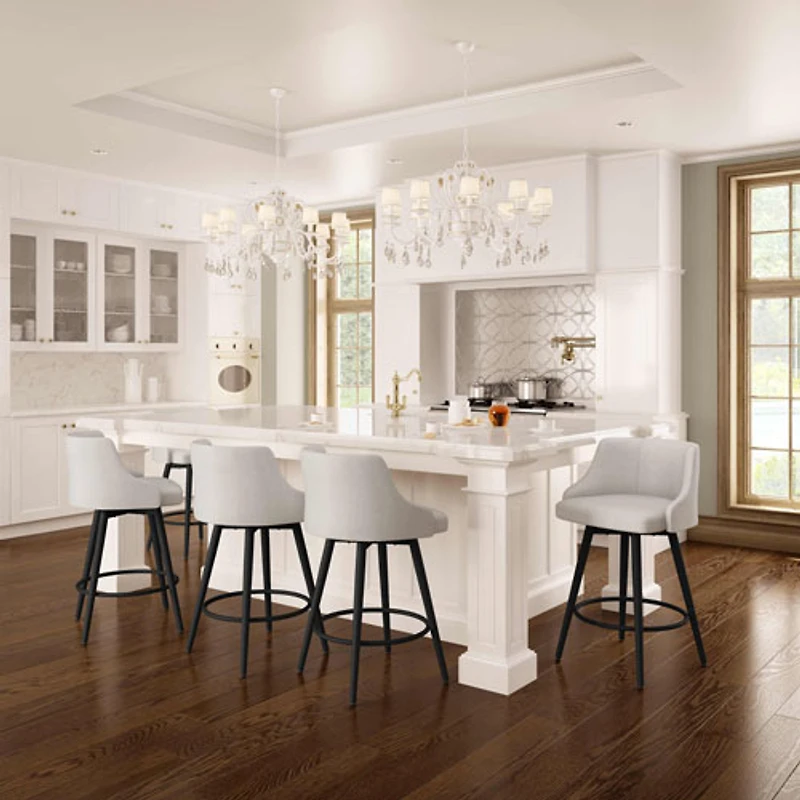 Duncan Transitional Bar Height Barstool - Pale Grey/Black