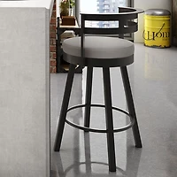 Tabouret de bar contemporain à hauteur de comptoir Render - Gris taupe/Brun foncé